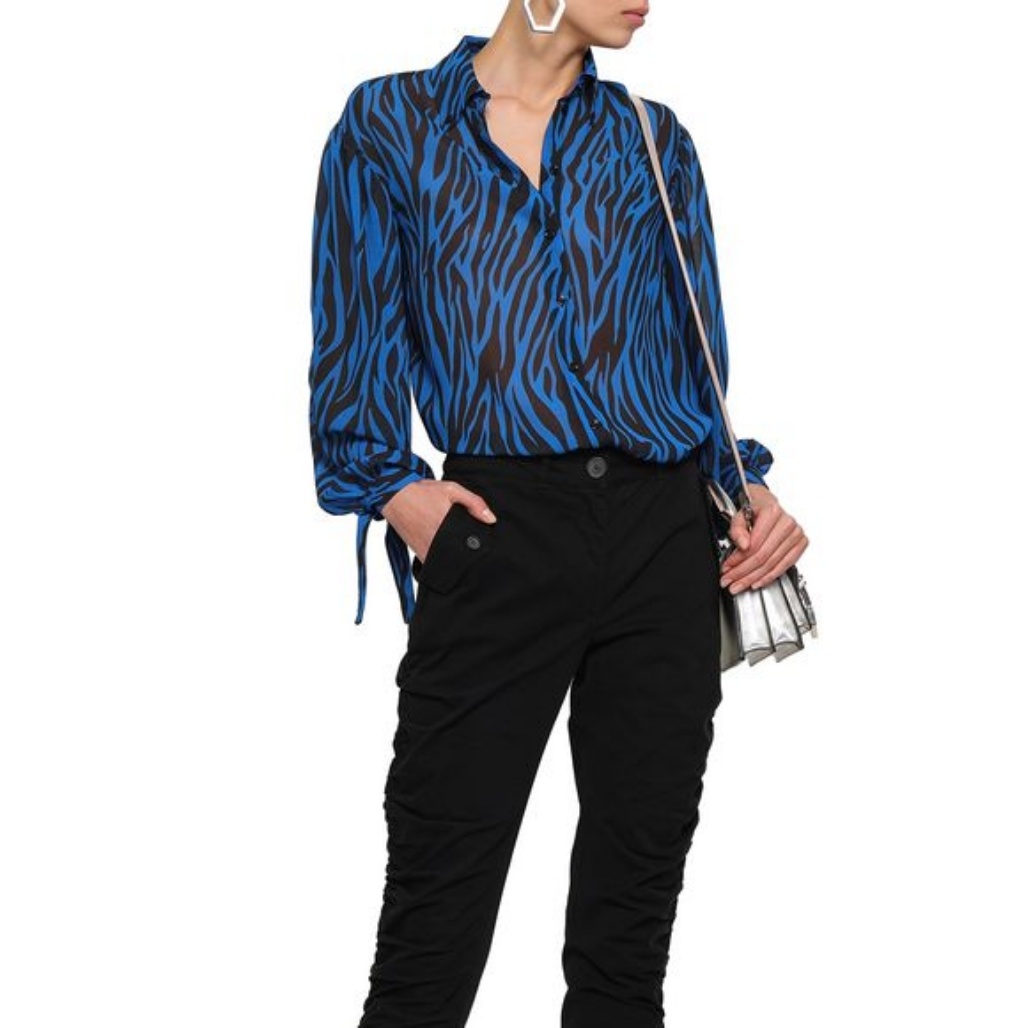 Nwt Robert Rodriguez Zebra-Print Georgette Shirt